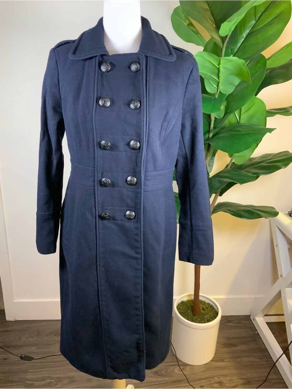 Banana Republic by MARIO BELLUCCI Navy Double-Breasted Pea Coat